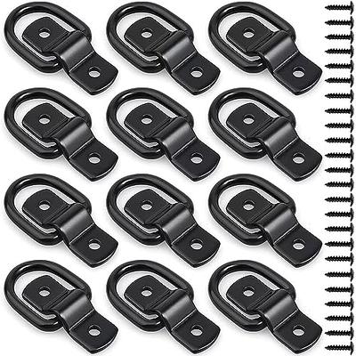 12 Pack D-Ring Tie Downs, 1/4 D-Rings Anchor Lashing Ring Heavy Duty Tie  Down Ring with Mounting Bracket Car Truck Bed Cargo, for Loads on Trailers  Trucks RV Campers etc Vehicles 