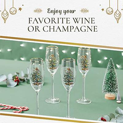 Christmas Tree Champagne Flutes Set of 4