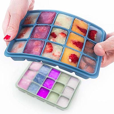 Stackable Silicone 6-Grid Ice Cube Trays with Lid Super Easy Release Ice  Cube Molds- Tray