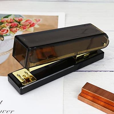 1-Inch Core Clear Acrylic Gold Tape Dispenser Stapler Scissors Set