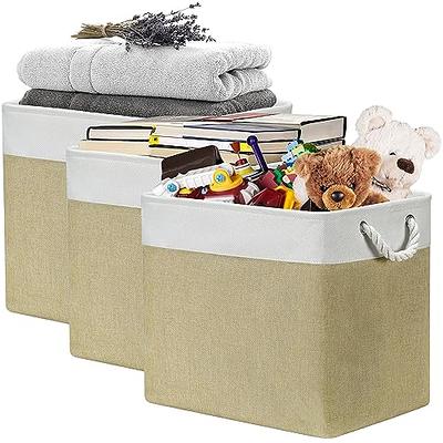 LoforHoney Home Fabric Storage Bins with Lids for Organizing, Foldable  Storage Boxes with Lids for Shelves, Clothes Baskets with Cotton Rope  Handles, Closet Storage Bins, Large, Beige & Brown, 2-Pack