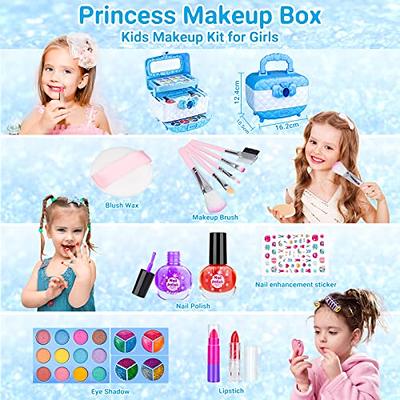 Kids Makeup Kit for Girls Washable Real Makeup Set for Little Girls Princess Frozen Toys for Girls Toys for 4 5 6 7 8 Year Old Kids Play Makeup