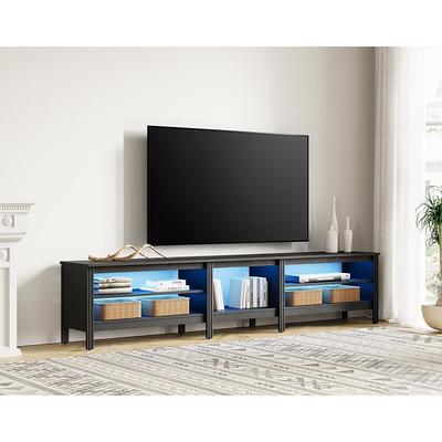 TV Stand for 100 inch TV Entertainment Center Wood TV Console Table for  85/80/90 inch TV with 8 Storages for Living Room Bedroom, Black