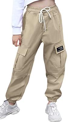 SANGTREE Elastic Ankle Cuffs Cargo Pants For Teen Girls