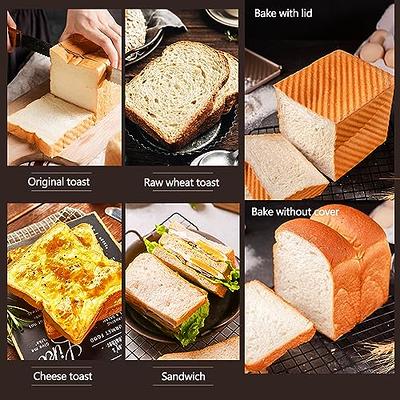 Pullman Loaf Pan 2 Pack, 1 lb Non-Stick Bread pan With Lid Carbon Steel  Corrugated Bread Toast Box Mold With Cover For Bakeware Bread, Baking Tools Bread  Mold Toast For Oven Baking