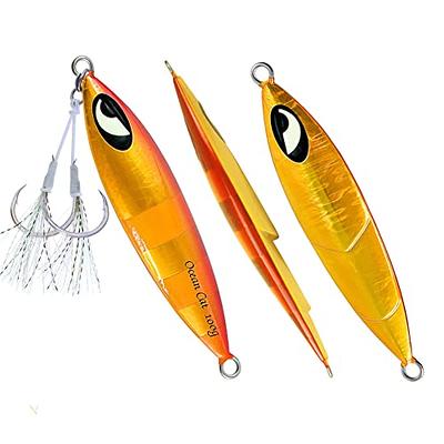 OCEAN CAT Slow Pitch Jig Flat Fall Jigging Fishing Lures Vertical Jigs  Jigging Baits with Assist Slow Pitch Jig Hook for Saltwater Fishing  60G/100G/150G/200G/250G (150G, Style-1: Red&Gold Color) - Yahoo Shopping