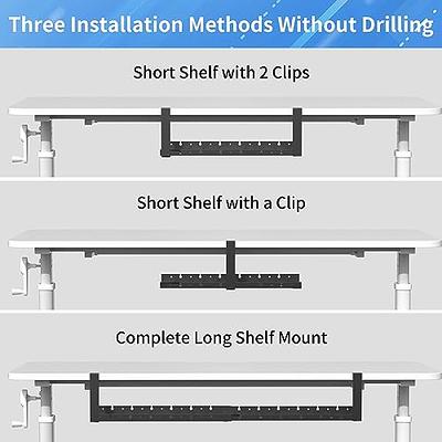  HOMEPROTEK Under Desk Cable Management Tray, Drill or No Drill  Complete Desk Cord Organizer Kit for Desk Wire Management, 2 Pack 17 White  Cable Trays 2 Cable Holders 6 Cable Clips