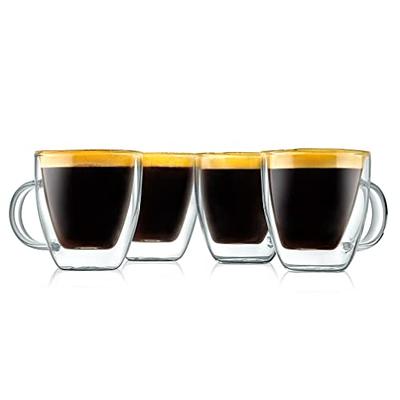 Chic 4pcs Tall Double Wall Footed Glass Tea Cups