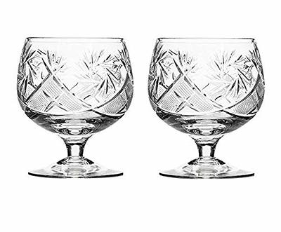 Set of 2 Hand Made Vintage Crystal Glasses, Brandy & Cognac Snifter,  Old-Fashioned Glassware 