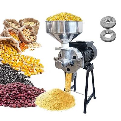 Electric Grain Mill Barley Grinder Malt Crusher Roller Grain Mill Grain  Grinder Home Brew Mill Food Grade Stainless Steel Cereal Beans Mill+4x  Hopper