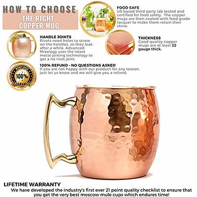 Moscow Mule Copper Mugs with Handles (4-Pack) 1 Shot Glass Classic Drinking  Cup Set Home, Kitchen, Bar Drinkware Helps Keep Drinks Colder, Longer