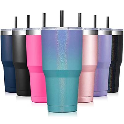 Insulated Double Wall Tumbler Cup with Lid and Straw Glittering