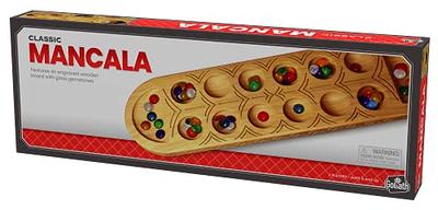 WE Games Folding Mancala - Solid Wood Board Game & Glass Stones, 1