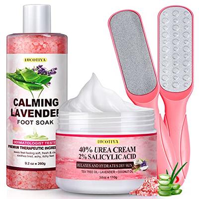 Foot Cure Foot Exfoliator & Callus Remover Pedicure Set Foot Care Kit  Includes Foot File for Dead Skin, Tea Tree Oil Foot Soak Salts, Urea Cream  40 Percent & Foot Callus Removal