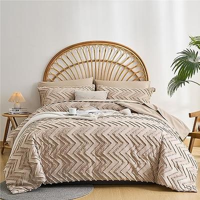 CozyLux Full/Queen Bed in A Bag Light Grey Seersucker Textured Comforter Set with Sheets 7-Pieces All Season Bedding Sets with Comforter Pillow Sham