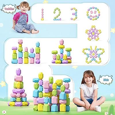 Wooden Stacking Rocks, Preschool Balancing Stones for Kids 1-6