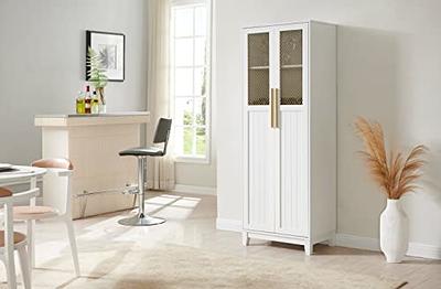 Home Source Display Storage Cabinet in White with Glass Doors