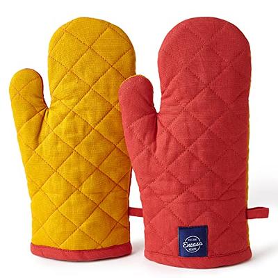 Oven Mitts and Pot Holders Set - 4pcs Long Cotton Puppet Oven