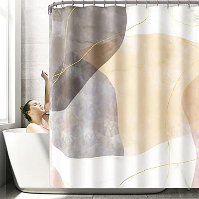 Gibelle 4 Pcs Bathroom Shower Curtain Set with Non-Slip Rugs, Toilet Lid  Cover and Bath