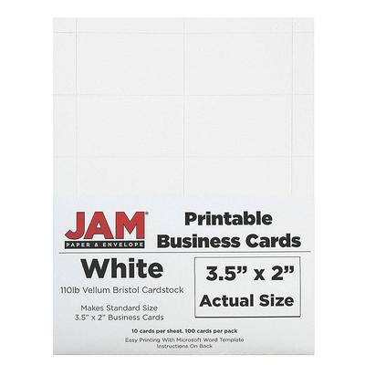JAM Printable Business Cards, 3 1/2 x 2, 100/Pack, White Vellum 
