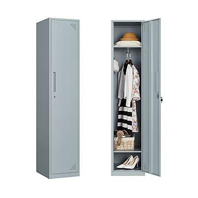  Yizosh Metal Armoire Wardrobe Closet Cabinet for Hanging  Clothes with Lock Doors, -72 Steel Lockable Wardrobe Storage Locker  Clothes Organizer for Bedroom, Laundry Room (White) : Home & Kitchen