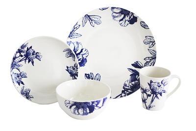 Lorren Home Trends 16 Piece Scalloped Edge White Dinnerware