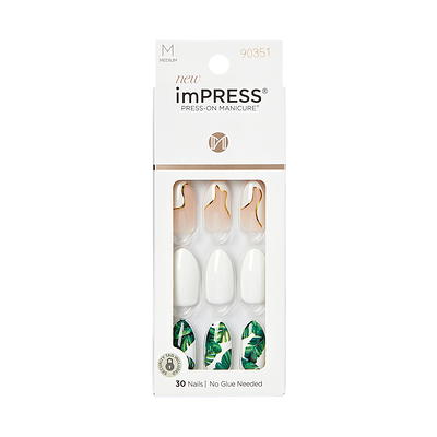 KISS imPRESS Medium Almond Gel Press-On Nails, Glossy Light White, 30  Pieces - Yahoo Shopping