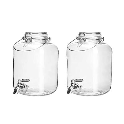 1-Gallon Glass Beverage Dispenser with White Hermetic Top