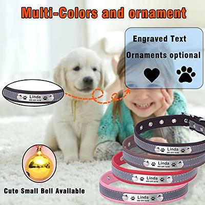 Soft Leather Personalized Dog Collar Dog ID Name Engraved for Medium Large  Dogs