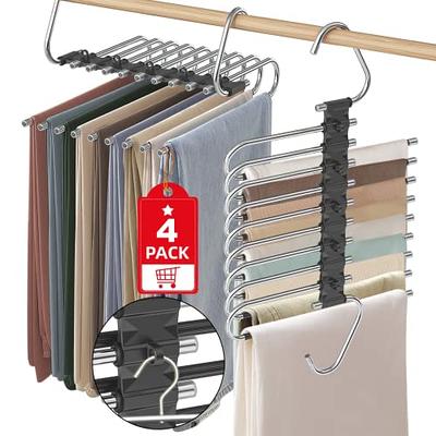 LAOYBLES Upgrade 9 Layers Pants Hangers Space Saving, Set of 4 Closet  Organizer for Jeans Trousers Skirts Scarf, Multi Purpose S-Type Hanger with  Hooks(White) - Yahoo Shopping