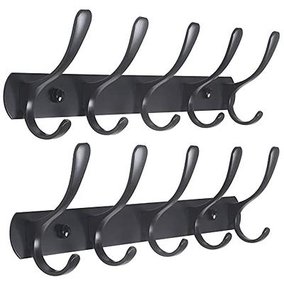 Vertical Coat Rack Wall Mount 2 Pack , Black Hat Rack for Wall with 16  Hooks, Hat Hooks, Wall Mounted Coat Hooks Organizer for Clothes Bags  Scarves