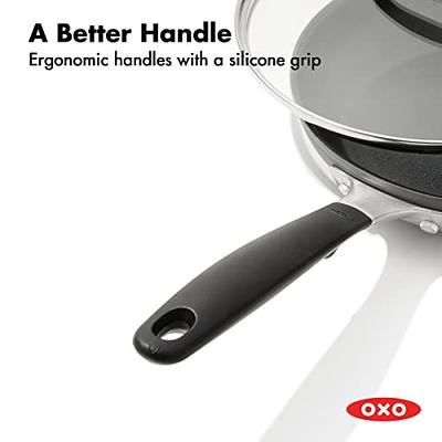 OXO Good Grips Pro, 8 and 10 Frying Pan Skillet Set, 3-Layered German  Engineered Nonstick Coating, Stainless Steel Handle, Dishwasher Safe, Oven