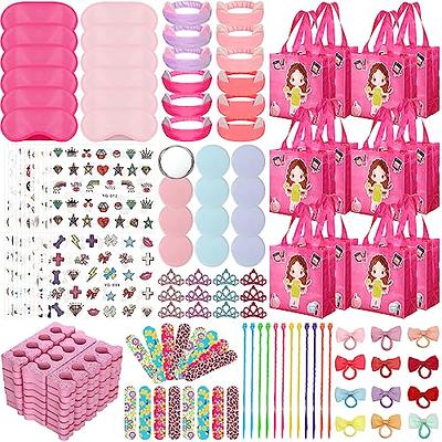 Spa Party Favors for Girls Multiple Spa Party Supplies with Gift Bags Nail  File Toe Separator Bow Hair Scrunchies Colorful Hair Braids Clips Eye Mask  Nail Stickers for Girl Kids Birthday Party