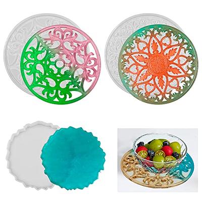 3pcs Epoxy Resin Coaster Molds Trays Square Circle Hexagon Silicone Mold  For Resin Casting, Diy Cup Mat