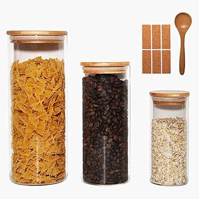 60 Ounce Square Large Glass Jar with Bamboo Lid - Large Kitchen Decorative  Glass Jars with Vintage Diamond Pattern - Coffee Pasta Sugar Tea Snack Nuts