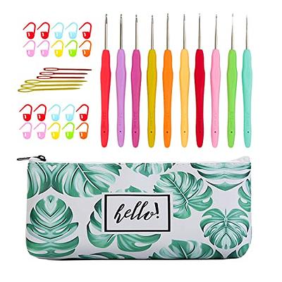 Katech 8 pcs Crochet Hooks DIY Yarn Weaving Craft Tools Knitting Needles  Kits Ergonomic Plastic Handle Different Small Sizes Crochet Hook Set for  Fine