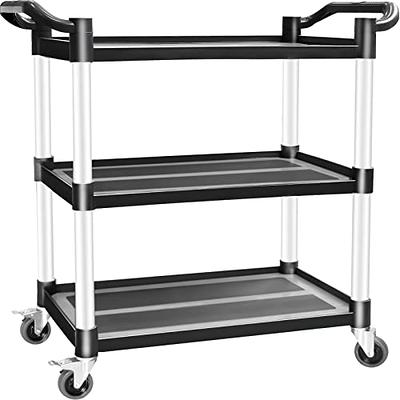 ANRYAGF Utility Cart Rolling Cart Food Service Cart with Wheels Restaurant  Office Warehouse Heavy Duty Cart 510 lbs Capacity, Lockable Wheels, Rubber  Hammer, 16.9 D x 31.5 W x 39.5 H 