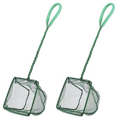  Pawfly 4 & 6 Inch Aquarium Fish Net Set with Braided Metal  Handle Square Green Net with Soft Fine Mesh Sludge Food Residue Wastes  Skimming Cleaning Net for Fish Tanks Small