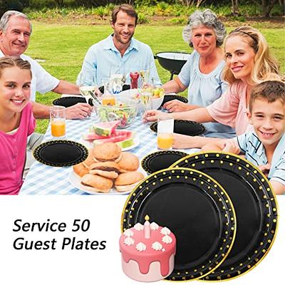 Gold Foil Polka Dots Disposable Thick Paper Plates For Cake And Food  Dessert, Birthday Party, Gathering