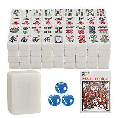 XXZY Chinese Mahjong Portable Travel Mahjong Set Melamine Mah-Jong with  Aluminum Box Table Majiang Chess Set Game（144 Tiles） (Color : Green, Size 