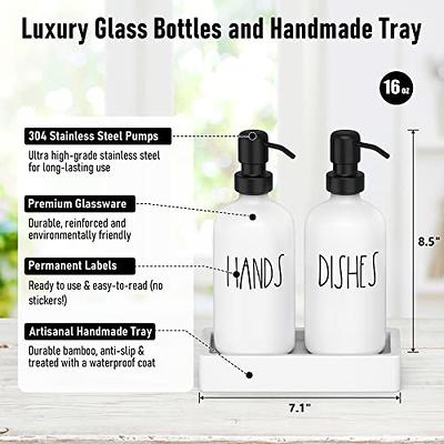 Hand and Dish Soap Dispenser Set for Kitchen Sink, Black and White Kitchen Decor Modern Farmhouse Decor Kitchen Art Dish Soap Holder (Black & White)