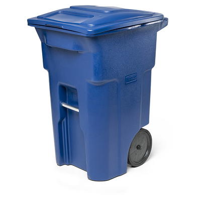 Lavex 50 Gallon Blue Wheeled Rectangular Trash Can with Lid