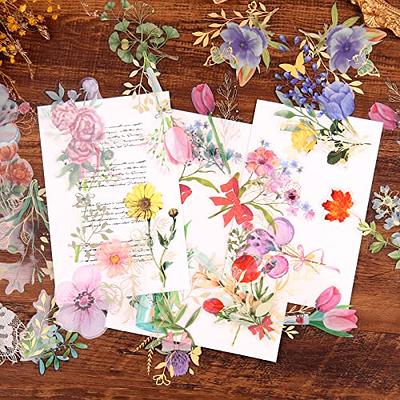 240 Pieces Cute Transparent Flower Stickers Set PET Decorative