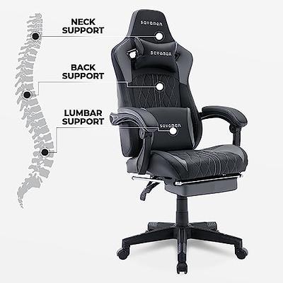 Black Leather Gaming Chair with Footrest Big and Tall Gamer Chair