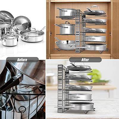 ORDORA Pots and Pans Organizer for Cabinet, 8 Tier Pot Rack with 3 DIY  Methods, Adjustable Pan Organizer Rack for Cabinet, Pot Organizer for  Kitchen