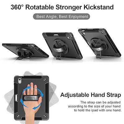 Case for iPad Pro 11 Inch 2022/2021/ 2020/2018: Military-Grade Silicone  Cover for iPad 11 Inch 4th/ 3rd/ 2nd/ 1st/ Generation with Stand- Handle-  Shoulder Strap- Pencil Holder- Black