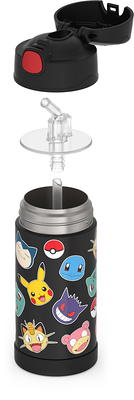 THERMOS FUNTAINER 12 Ounce Stainless Steel Vacuum Insulated Kids Straw  Bottle, Pokemon