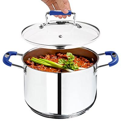 Millvado Stock Pot, 4 Quart Stainless Steel Pot, StockPot With Clear Glass  Lid, Steam Hole, Permanent Measurement Markings, Gas, Electric and