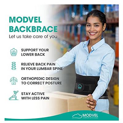 Modvel Back Braces for Lower Back Pain Relief with 6 Stays, Breathable Back Support Belt for Men/Women for Work , Anti-Skid Lumbar Support Belt with