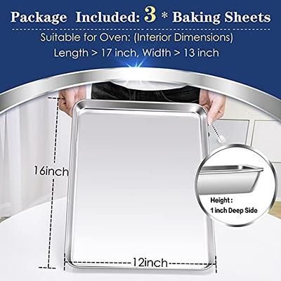 P&P CHEF Large Baking Sheet, Stainless Steel Cookie Sheet Baking Pan Tray,  Rectangle 16''x12''x1'', Healthy & Non Toxic, Mirror Finish & Dishwasher